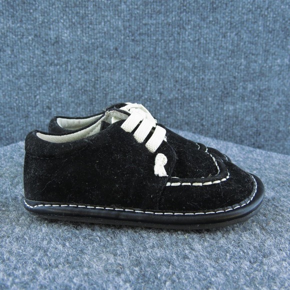 Jack & Lily Unisex Sneaker Shoes Black Leather‎ Lace Up Size T 12-18 Medium - Picture 4 of 7